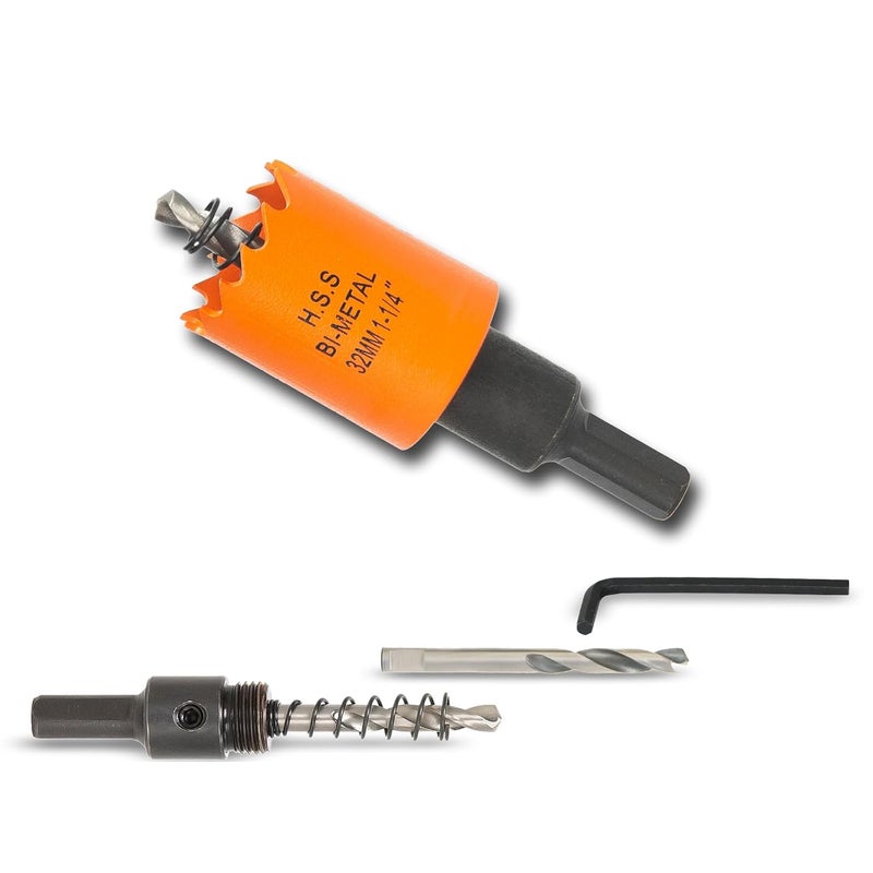 VIKITON 1-1/4 Inch Hole Saw with Arbor for Wood Metal Plastic, 1.25 in Bimetal Hole Cutter, Fast Chip Removal, Smooth Flat Drilling Edge - Image 1